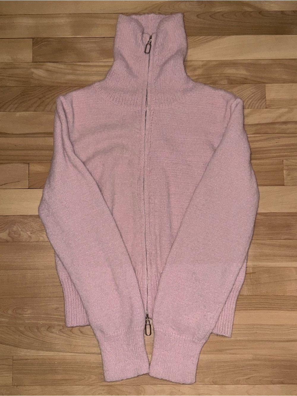 Soft Pink Double Full-Zip Women's Sweater